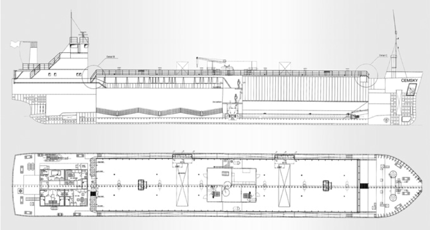 Technical draft of Cemsky cement carrier with pneumatic selfdischarging system